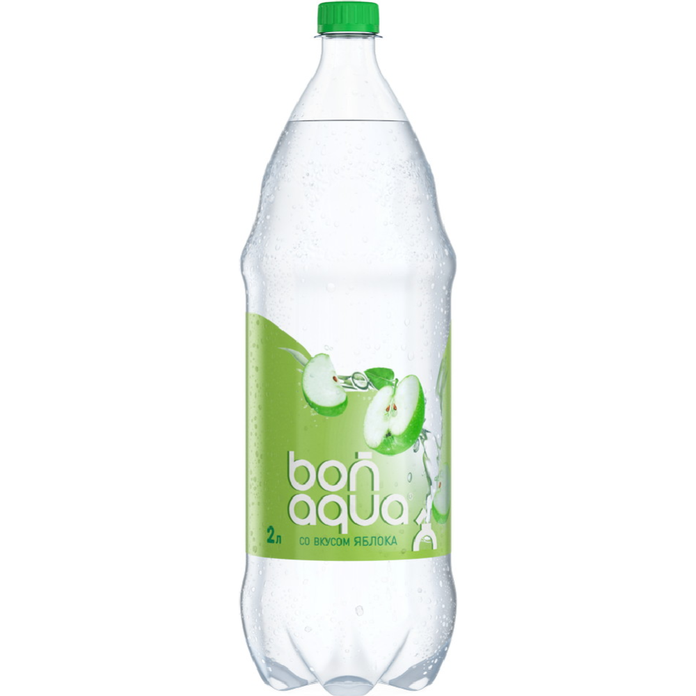 Вода питьевая «Bonaqua» газированная со вкусом яблока, 2 л #0