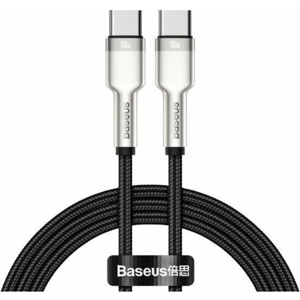 Кабель «Baseus» Cafule, Metal Data Type-C to Type-C 100W, Black, CATJK-C01, 1 м