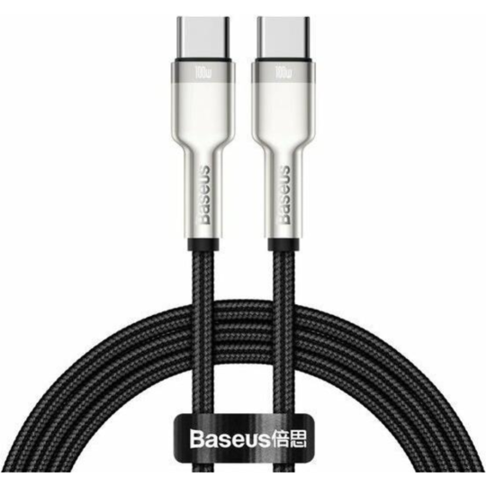 Кабель «Baseus» Cafule, Metal Data Type-C to Type-C 100W, Black, CATJK-C01, 1 м