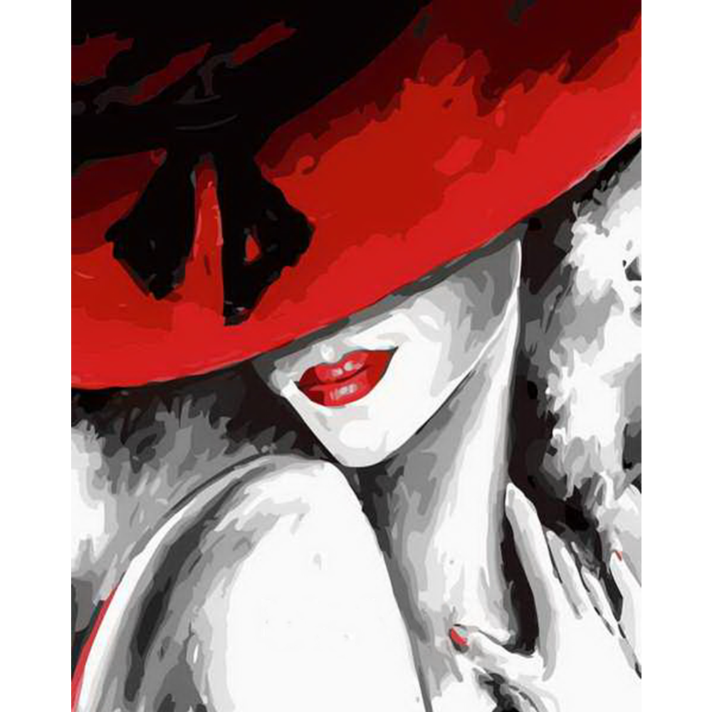 Картина по номерам «Menglei» Дама в красной шляпе, VP213, 40х50 см
