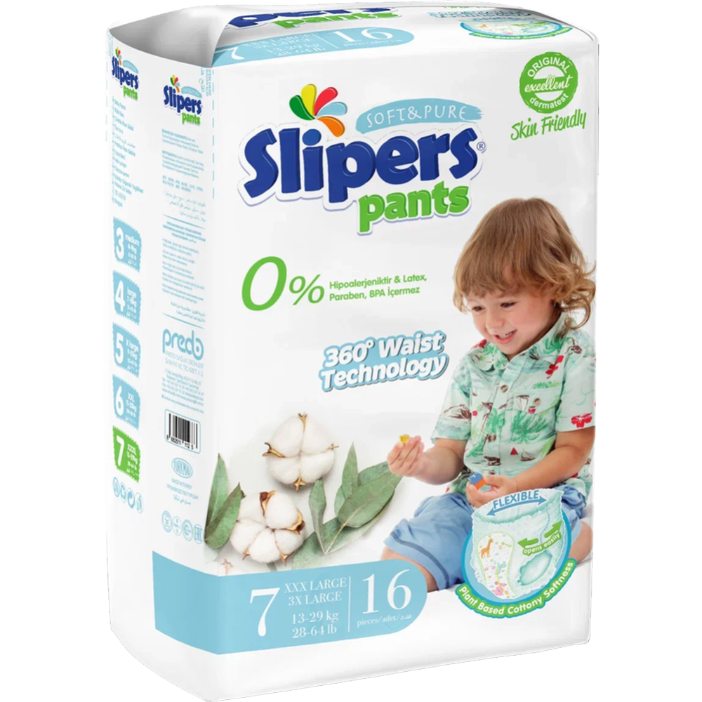 Подгузники-трусики детские «Slipers» размер XXXL, 11-29 кг, 16 шт