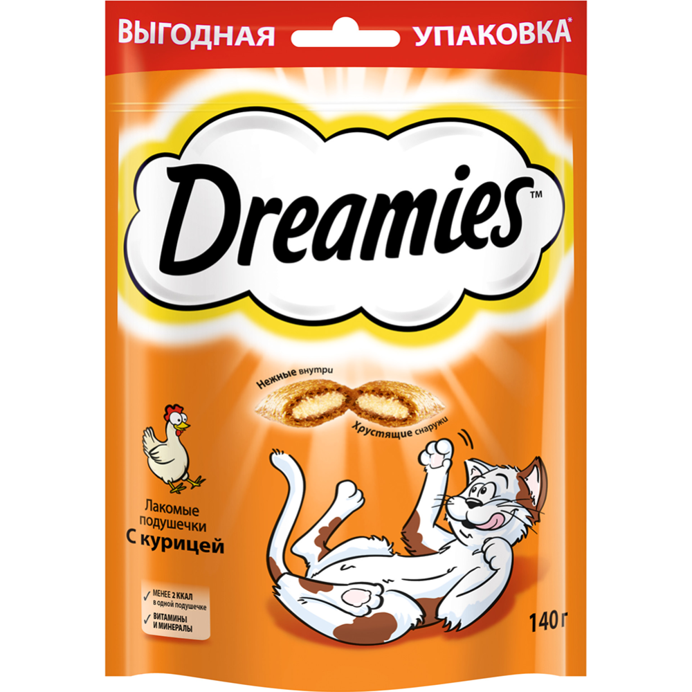 Ла­ком­ство для кошек «Dreamies» Ла­ко­мые по­ду­шеч­ки, курица, 140 г