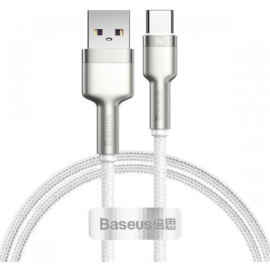 Кабель «Baseus» Cafule, Metal Data USB to Type-C 66W, White, CAKF000202, 2 м