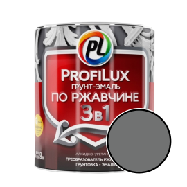 Грунт-эмаль по ржавчине 3 в 1 Profilux, полуматовая, серый, 0.9 кг