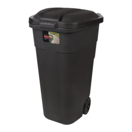 Контейнер для мусора 110 литров, с крышкой, на колесах пластиковый, черный
