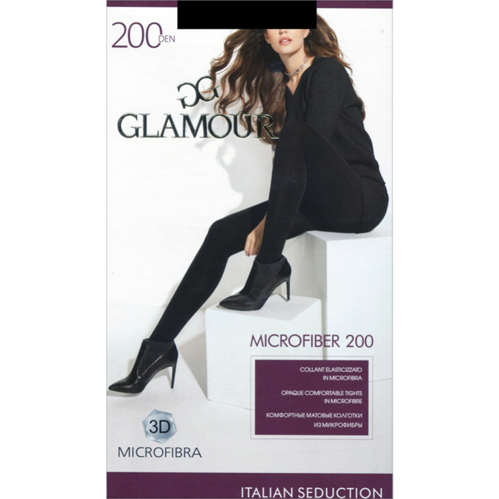 Картинка товара Колготки женские «Glamour» Microfiber, 200 den, nero, размер 2