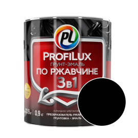 Грунт-эмаль по ржавчине 3 в 1 Profilux, полуматовая, черный, 0.9 кг