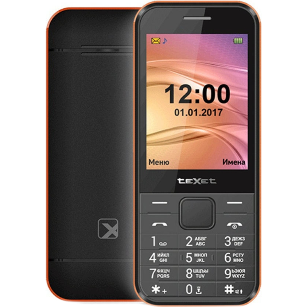 Мобильный телефон «Texet» TM-302, с з/у, Black/Red