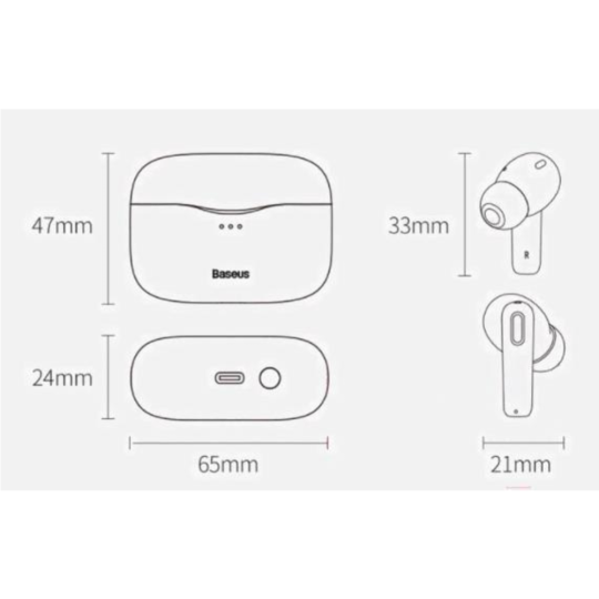 Наушники «Baseus» SIMU ANC True Wireless Earphones S2 Gray, NGS2-0G