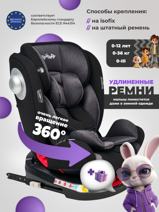 Автокресло поворотное детское  0-36 кг Isofix, MultiFix