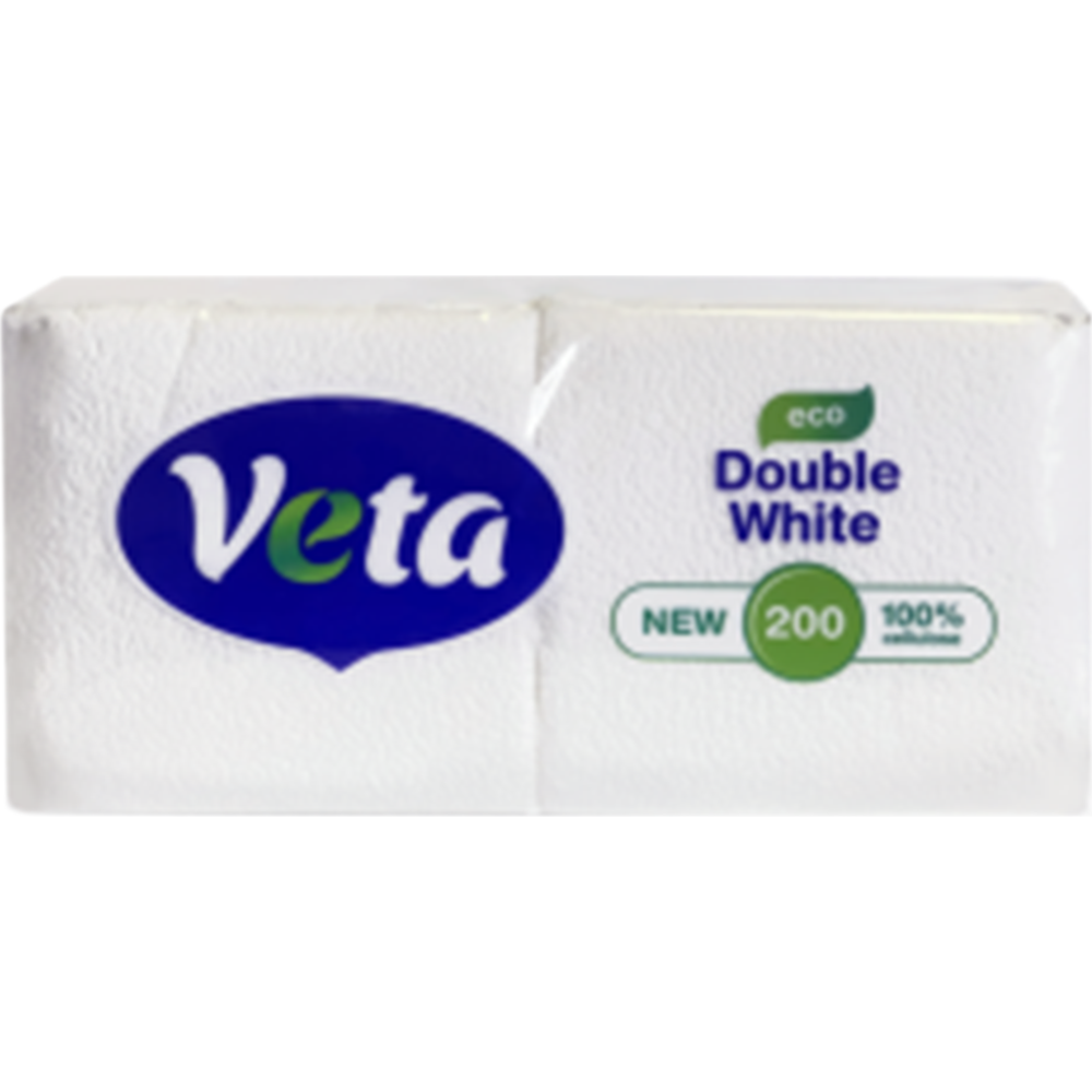 Сал­фет­ки бу­маж­ные «Veta» Double White Eco, неокра­шен­ные, 200 шт