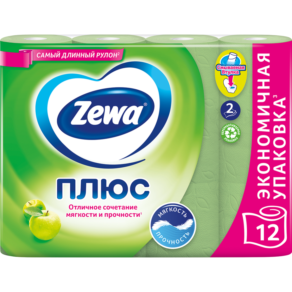 Туалетная бумага «Zewa» ароматизированная, яблоко, 12 рулонов #1