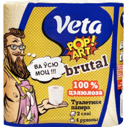 Бумага туа­лет­ная «Veta» Pop Art Brutal, двух­слой­ная, 4 рулона