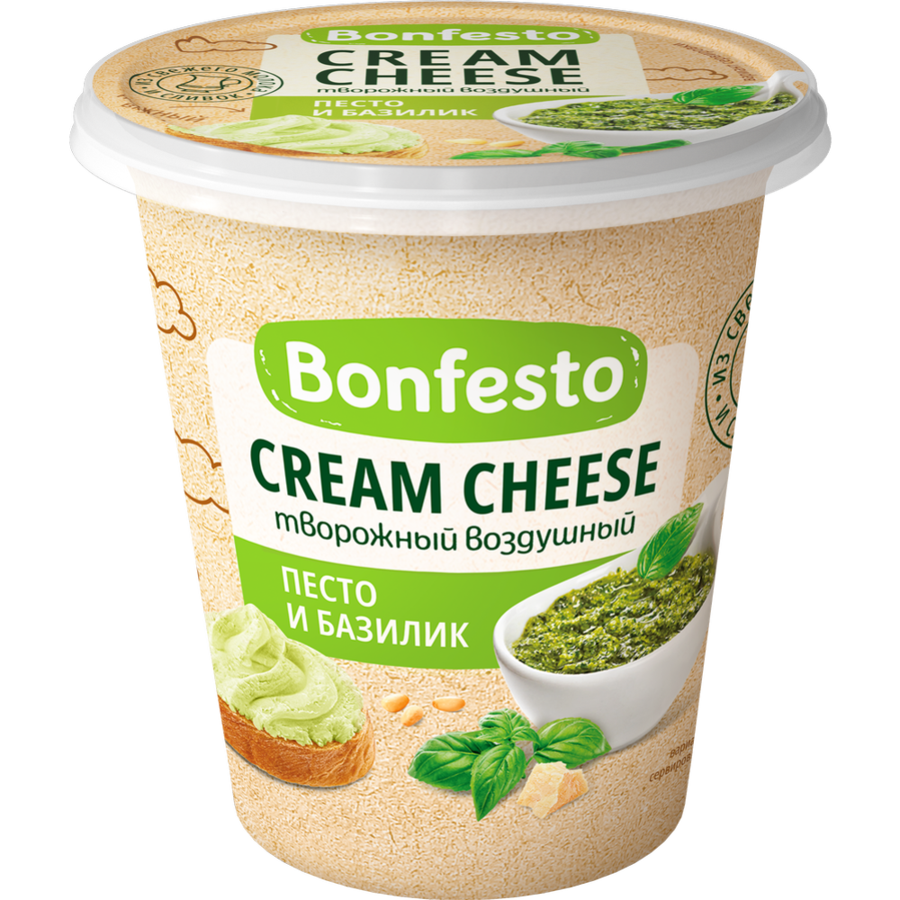 Сыр творожный «Bonfesto» песто и базилик, 65%, 125 г #0