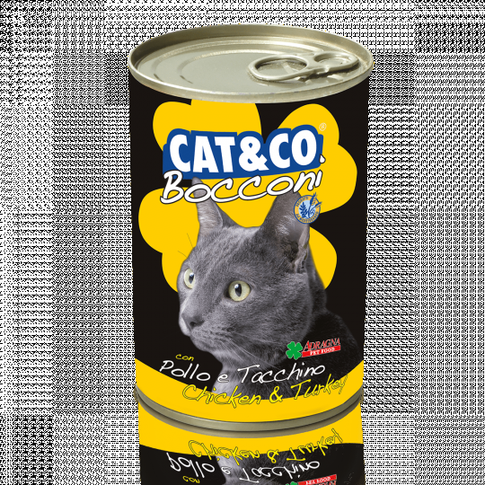 Консерва для котов Adragna Cat&Co кусочки курицы и индейки в соусе 400гр * 6 шт