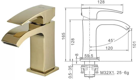 Смеситель для раковины Gappo G1007-3 Золото + Чистящее средство для смесителей Gappo GGG 550мл В ПОДАРОК 🎁