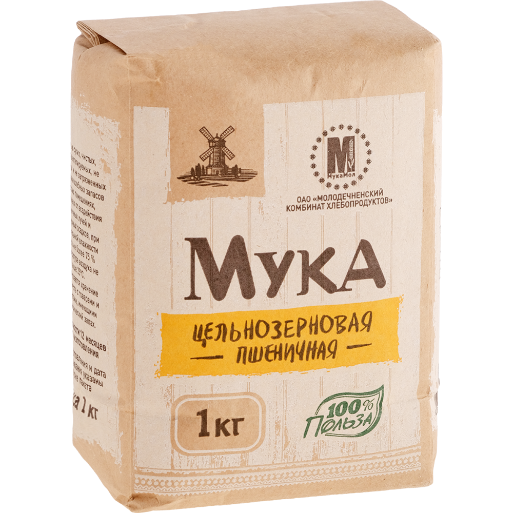 Мука пше­нич­ная «Му­ка­Мол» цель­но­зер­но­вая, 1 кг