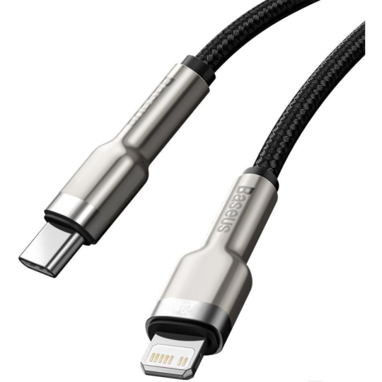 Кабель «Baseus» Cafule, Metal Data USB to IP 2.4A, Black, CALJK-B01, 2 м