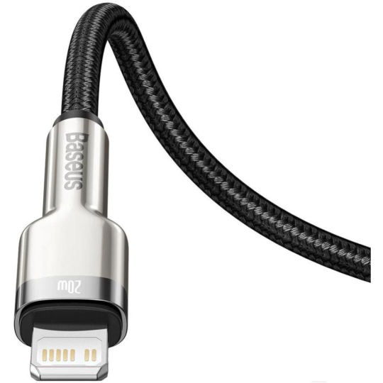 Кабель «Baseus» Cafule, Metal Data USB to IP 2.4A, Black, CALJK-B01, 2 м