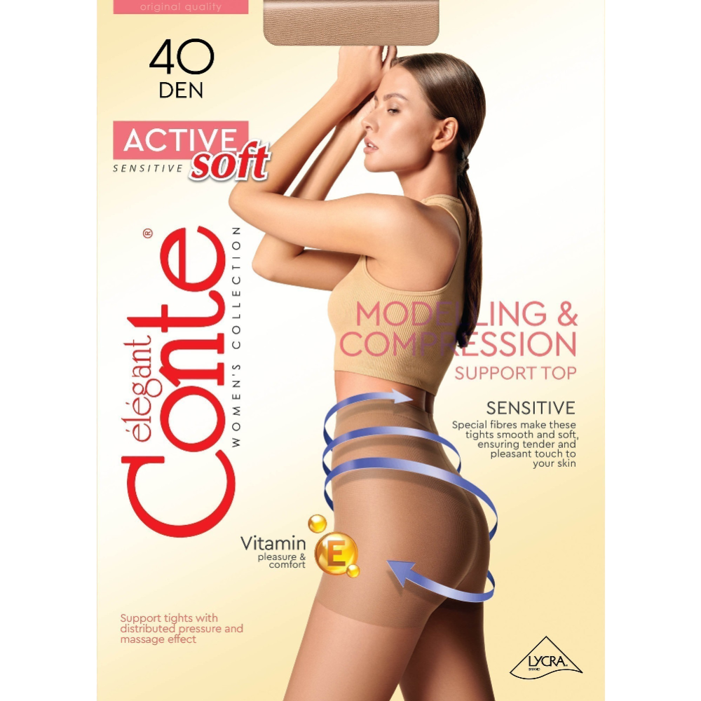 Картинка товара Колготки женские «Conte Elegant» Active Soft, 40 den, bronz, размер 5