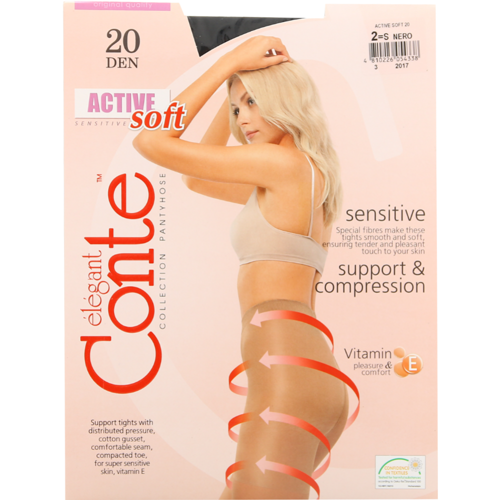 Картинка товара Колготки женские «Conte Elegant» Aсtive Soft, 20 den, nero, размер 2