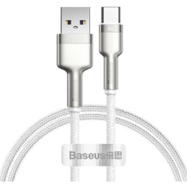 Кабель «Baseus» Cafule, Metal Data USB to Type-C 66W, White, CAKF000102, 1 м