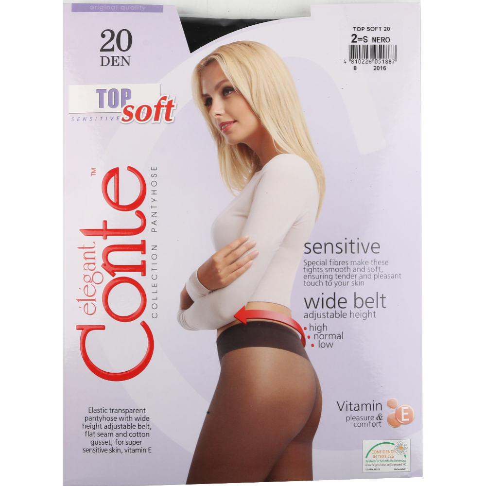 Колготки женские «Conte Elegant» Top Soft Sensitive, 20 den, nero, размер 2