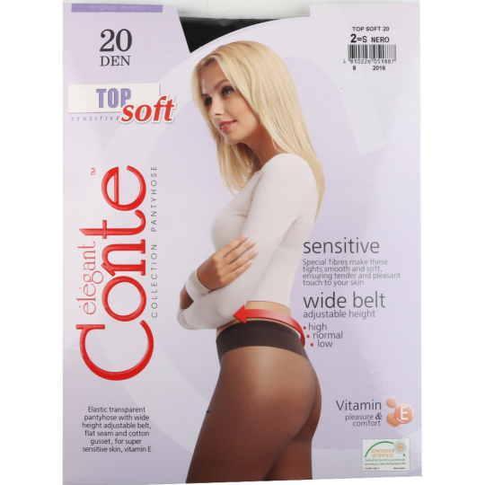 Колготки женские «Conte Elegant» Top Soft Sensitive, 20 den, nero, размер 2