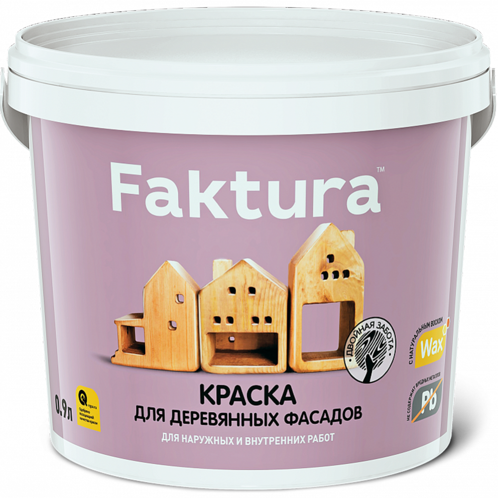 Краска «Faktura» для деревянных фасадов, О02692, белая, 0.9 л