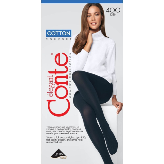 Колготки женские «Conte» Cotton 400, размер 4, nero