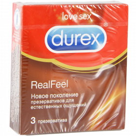 Пре­зер­ва­ти­вы «Durex» real Feel, естествен­ные ощу­ще­ния, 3 шт