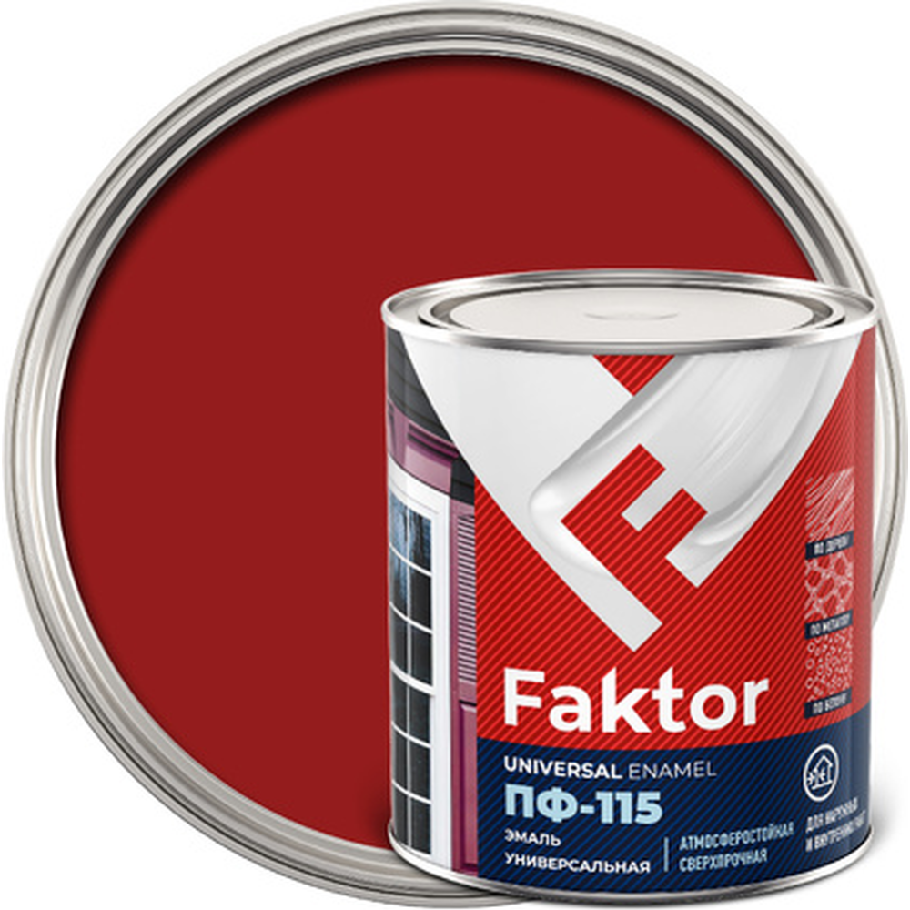 Эмаль «Faktor» ПФ-115, 214722, красный, 1.9 кг