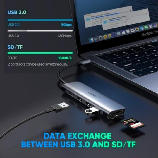 USB-хаб «Ugreen» CM195, Space Gray, 70410