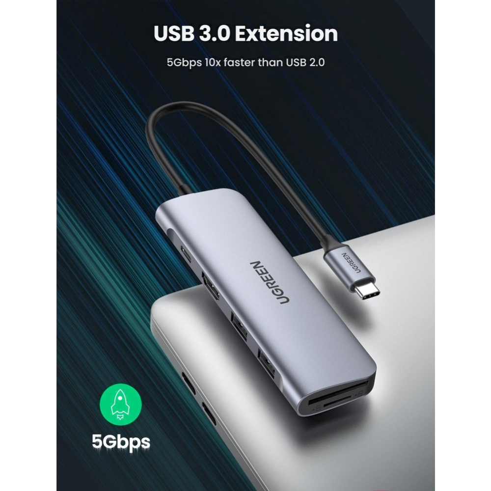 USB-хаб «Ugreen» CM195, Space Gray, 70411