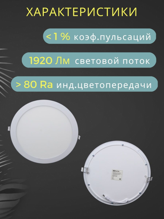 Светильник ультратонкий встраиваемый светодиодный "Даунлайт" СВО (белый) 24Вт 3000К TDM SQ0329-0236