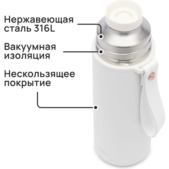 Термос «Miku» TH-CLS-1000WHT, белый, 1 л