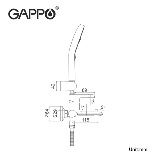 Смеситель для ванны Gappo G3203-6 Черный