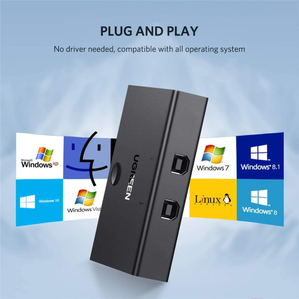 USB-хаб «Ugreen» USB 2.0 Sharing Switch 2x1 30345, Black