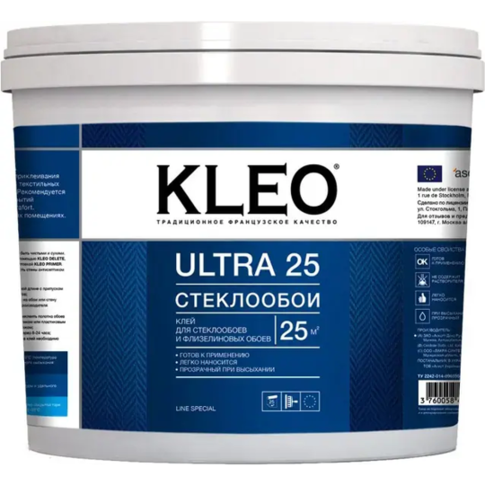 Обойный клей «Kleo» Ultra, для стеклообоев, 5 кг