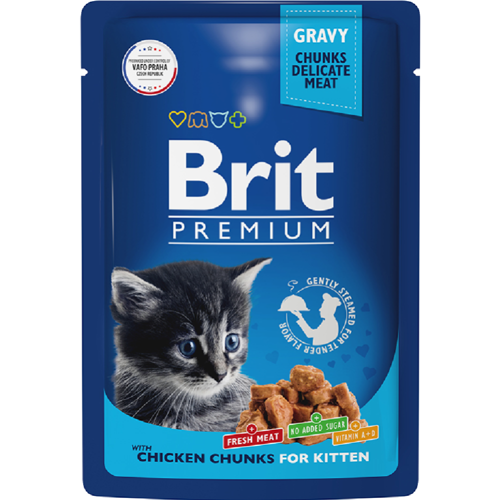 УП. Корм для котят «Brit» Premium,цыпленок в соусе, 14х85 г