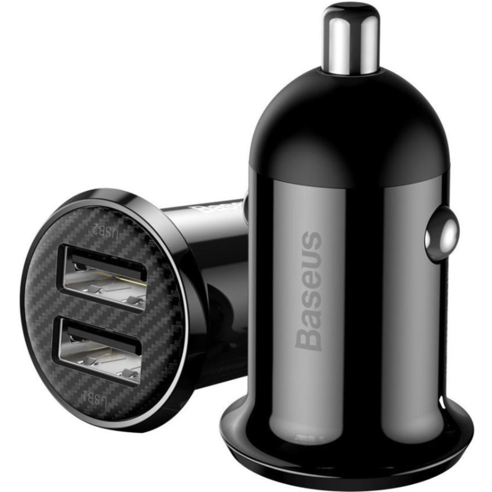 Автомобильное зарядное устройство «Baseus» Grain Pro Car Charger, Dual USB 4.8A Black, CCALLP-01