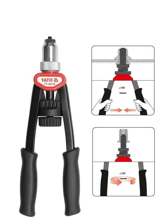 Заклепочник резьбовой двуручный М5-M12 L338мм Yato YT-36119