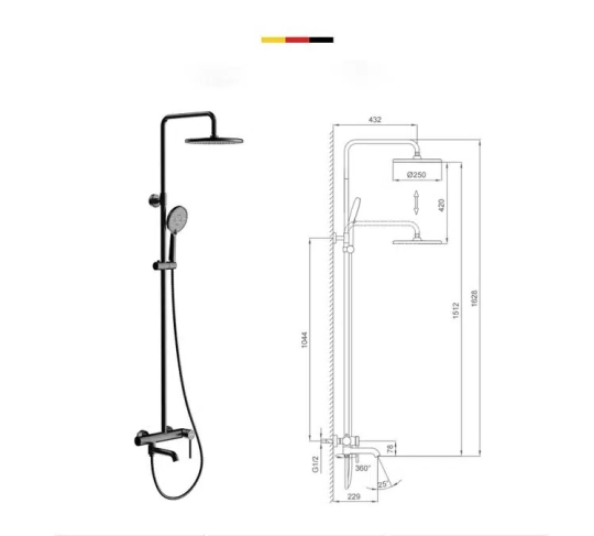 Душевая система Gappo G2406-6 Черный