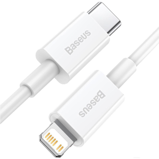 Кабель «Baseus» Superior, Fast Charging Data Type-C to iP PD 20W, White, CATLYS-02, 0.25 м