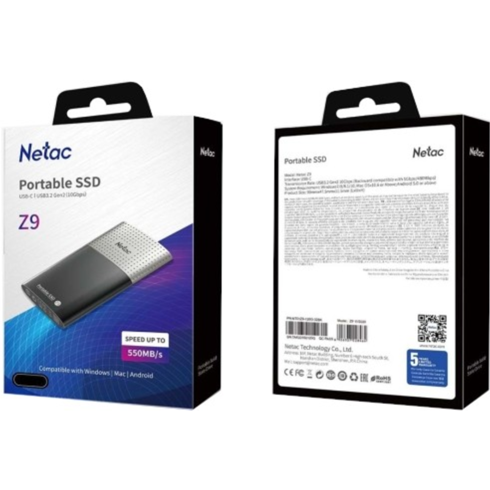 Внешний жесткий диск «Netac» Z9 1TB USB 3.2, NT01Z9-001T-32BK