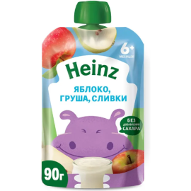 Пюре фруктовое «Heinz» яблоко, груша со сливками, 90 г