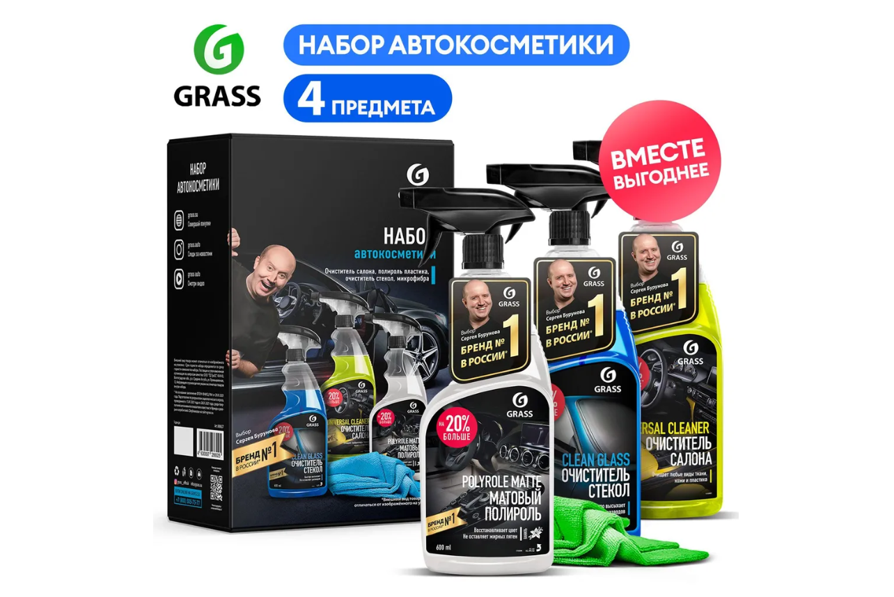 Подарочный набор автокосметики Grass 4 предмета