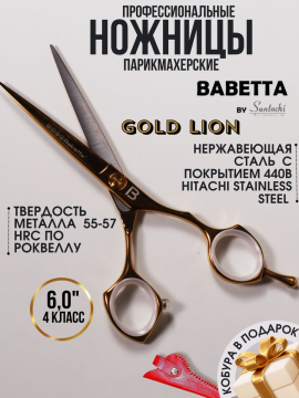 Ножницы профессиональные прямые в чехле 6,00" Gold Lion Babetta, 512