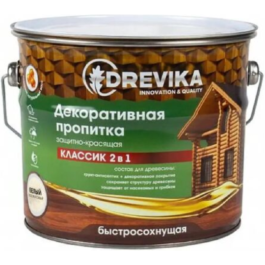 Пропитка «Drevika» 3 470, белый, 2.7 л