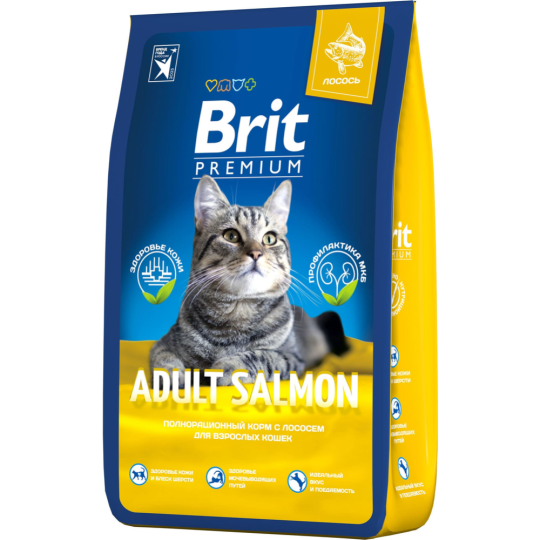 Корм для кошек «Brit» Premium, Adult Salmon, с лососем, 5049622 8 кг